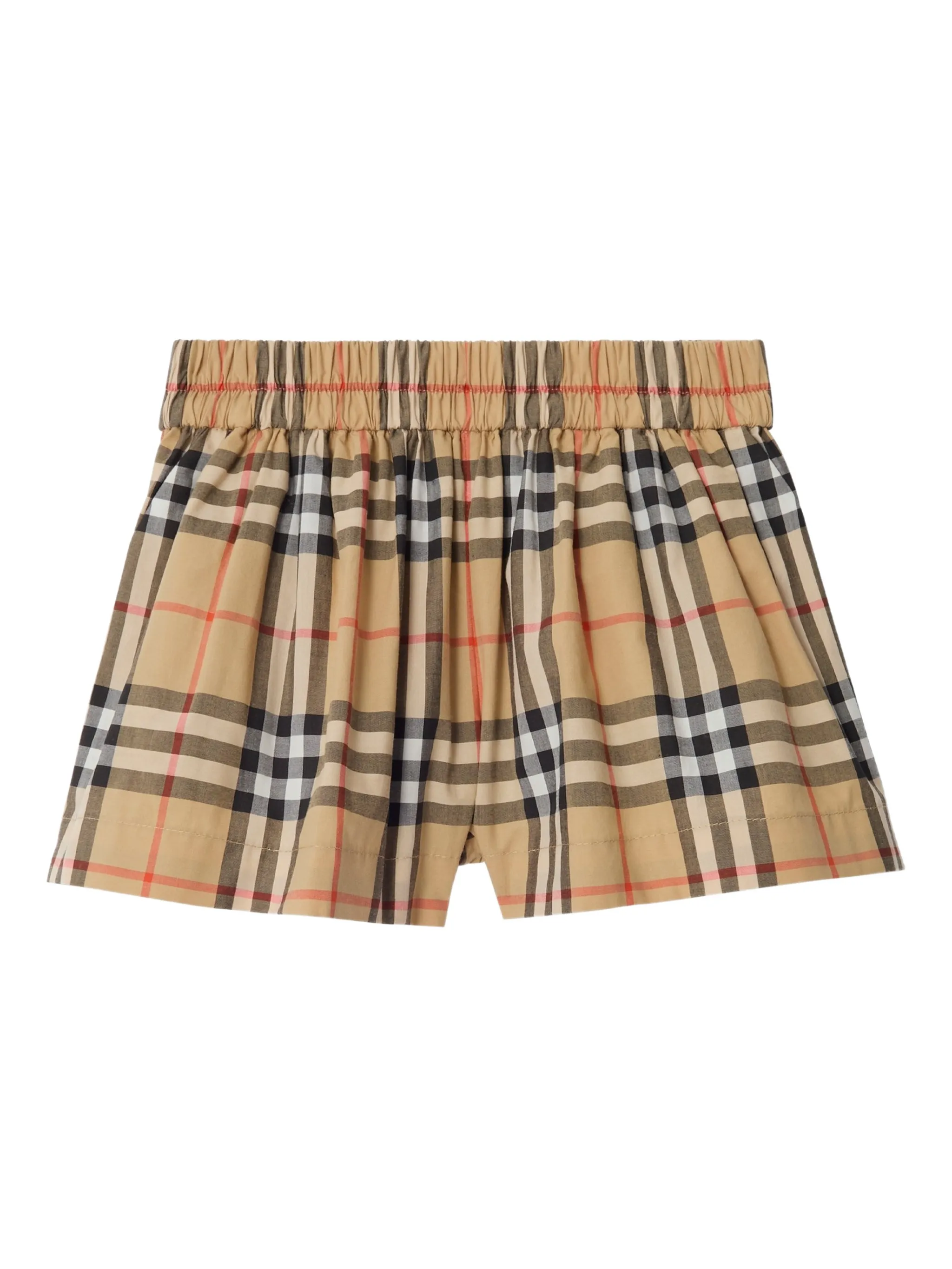 Клетчатые шорты с эластичным поясом Burberry Kids, бежевый — фото 2