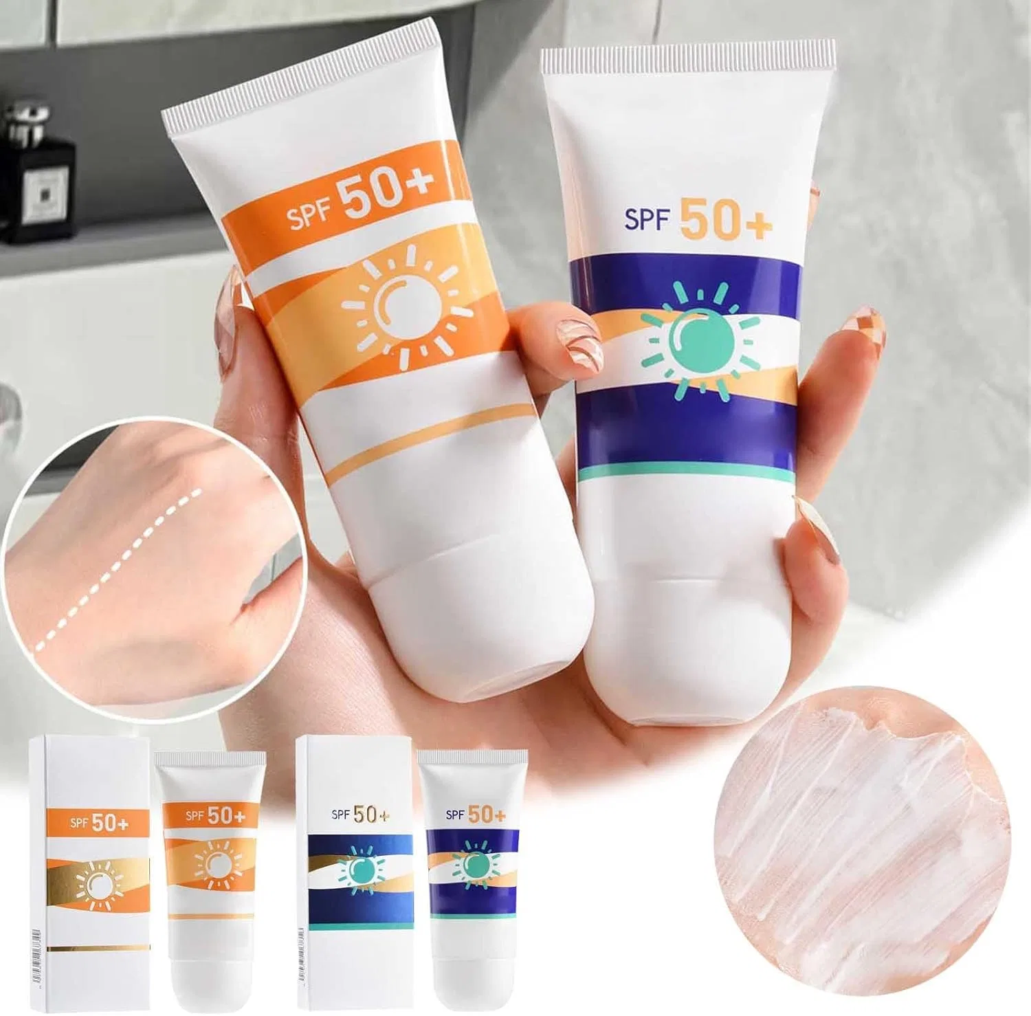 Солнцезащитный лосьон для тела SPF 50+ Generic, 90 мл, желтый — фото 3