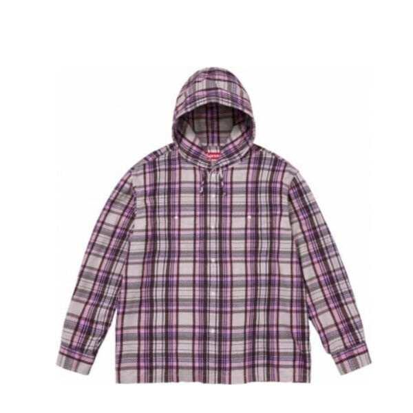 

Рубашка printed hooded flannel shirt 'pink white' Supreme, розовый