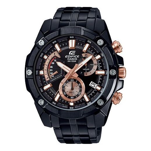 

Часы Men's CASIO EDIFICE Series Retro Stainless Steel Strap Gold Business Mens Black Analog, черный
