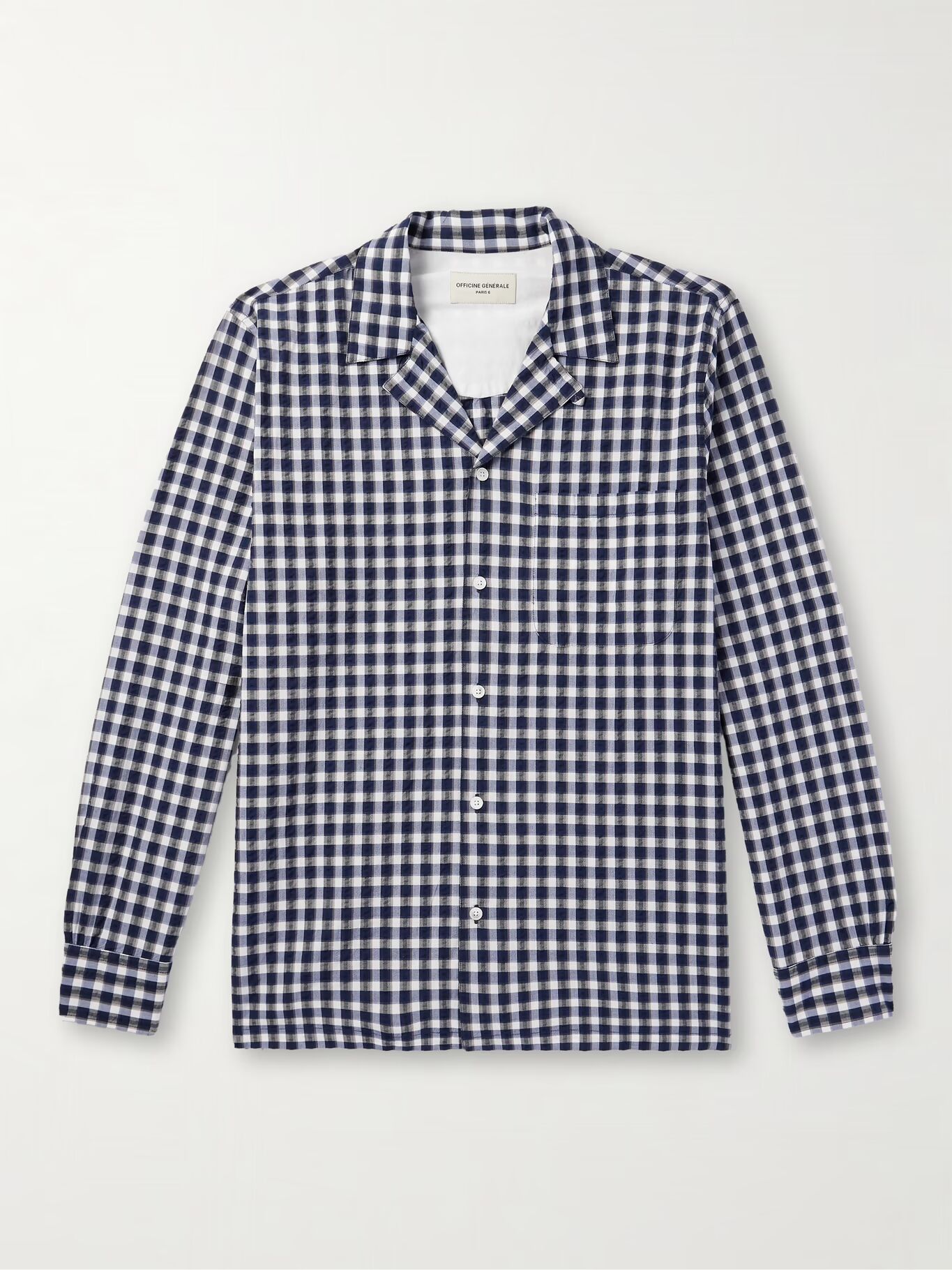 

Рубашка Luis Convertible-Gingham из хлопка и сирсакера OFFICINE GÉNÉRALE, синий