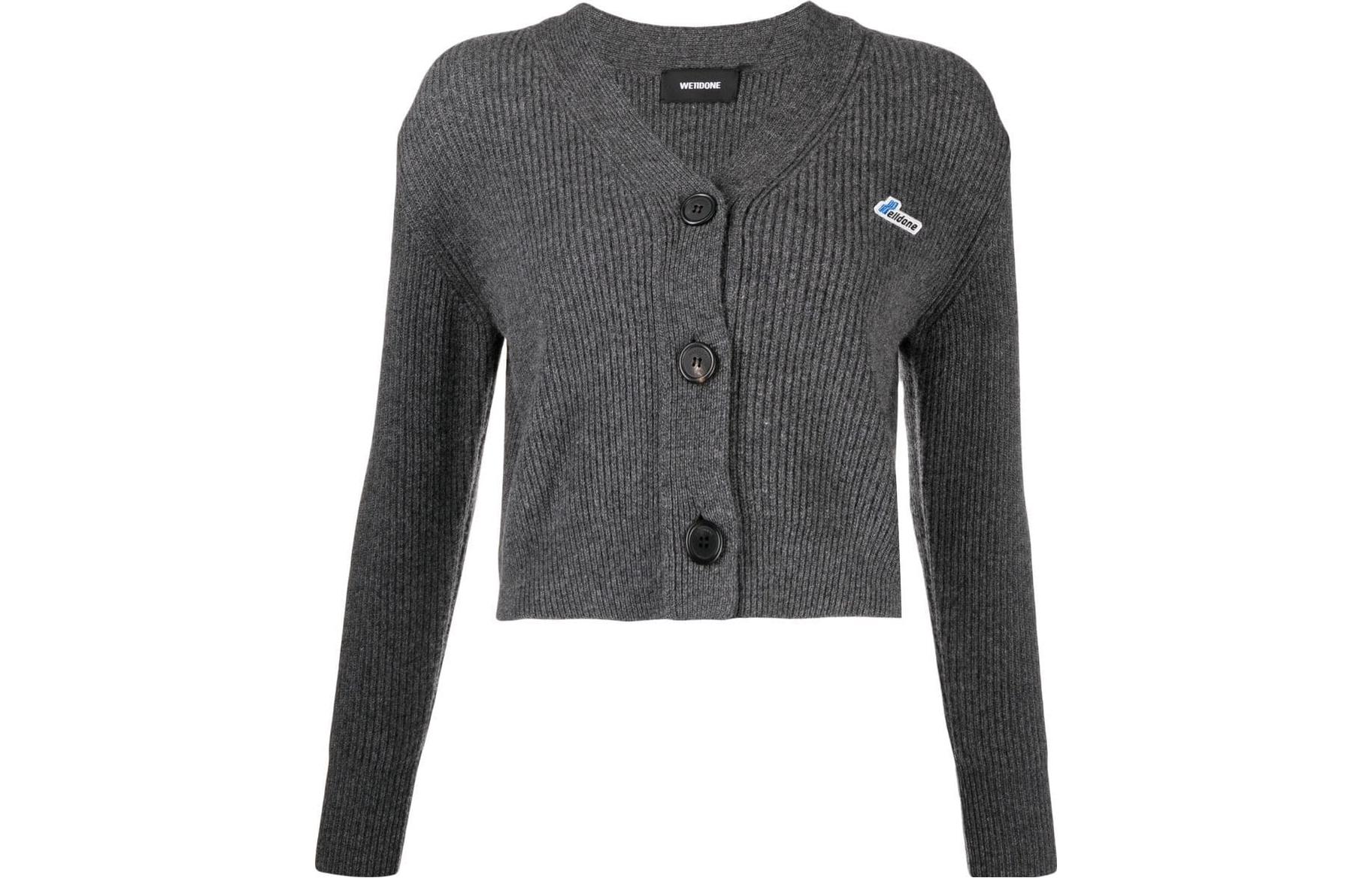 

We11Done Женский серый кардиган с V-образным вырезом средней длины