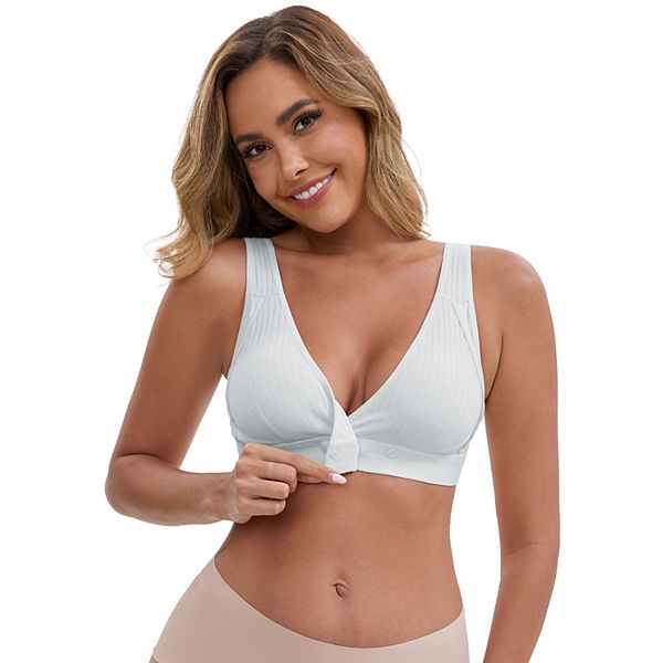 

Женский бесшовный бюстгальтер для кормления с передней застежкой и ребристым декором Inspire Chic, Gray