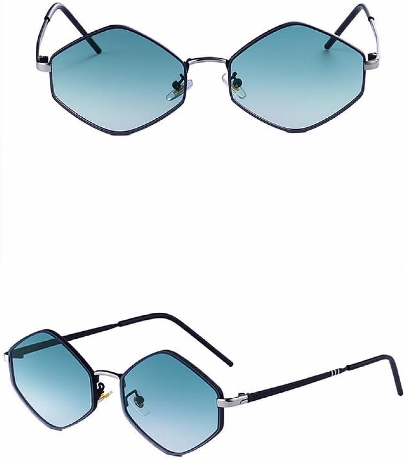 

Модные шестиугольные солнцезащитные очки для женщин и мужчин, роскошные, винтажные, панк, многоугольные, уникальные, неправильной формы, UV400 TVTBBVV, C6gradientgreengray