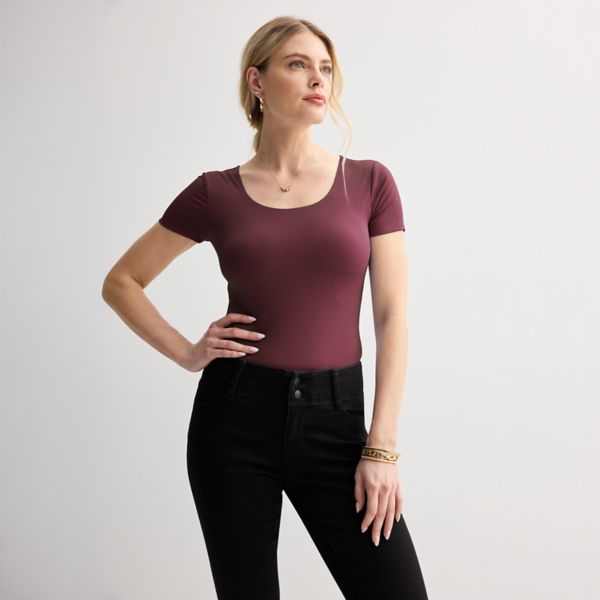 

Женский облегающий боди с круглым вырезом Nine West, цвет maddie plum