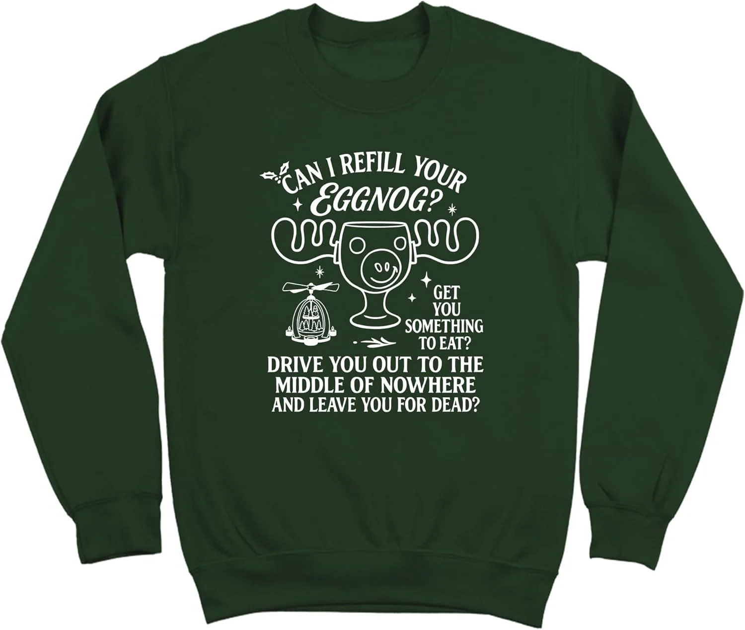 

Свитшот Donkey Tees с принтом "CAN I REFILL YOUR EGGNOG"