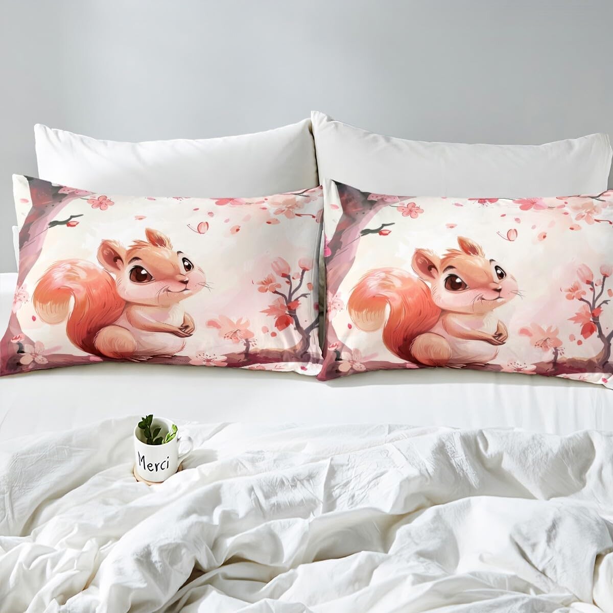 

Детская простыня Manfei Lovely Squirrel Twin Size, Brown Pink
