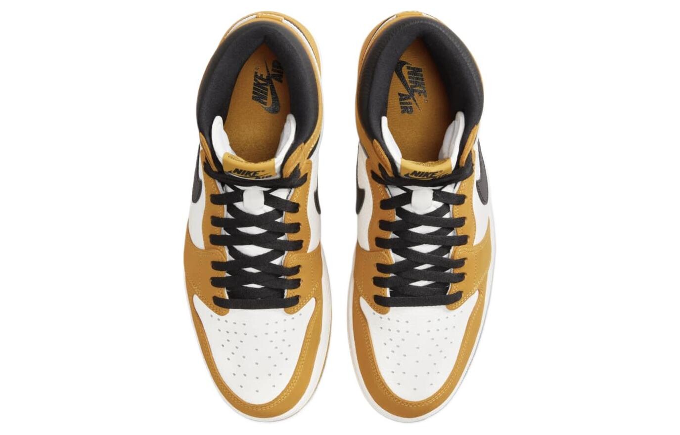 Кроссовки Jordan Air Jordan 1 Vintage Basketball, черный/белый/темно-желтый — фото 4