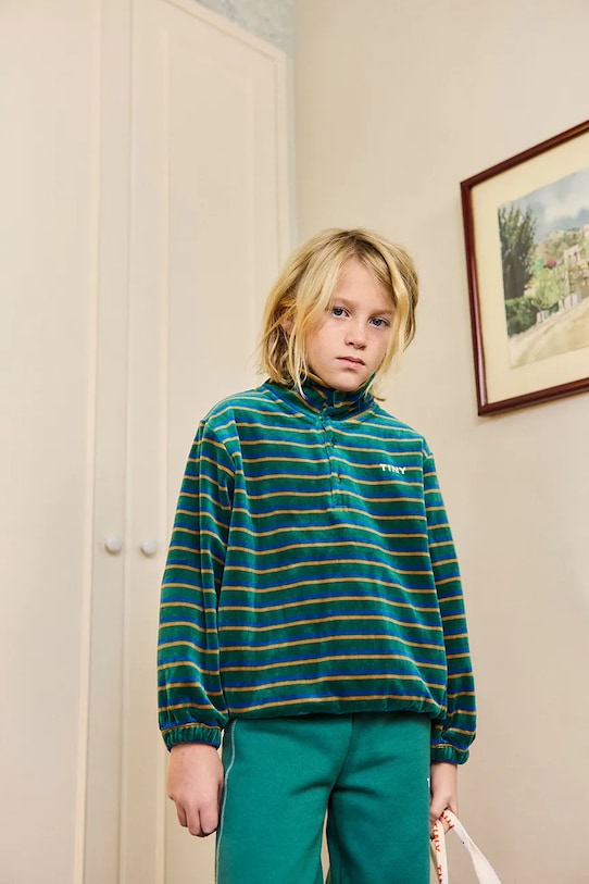 

Детская толстовка DUO STRIPES MOCNECK WEATSHIRT Tinycottons, бирюзовый