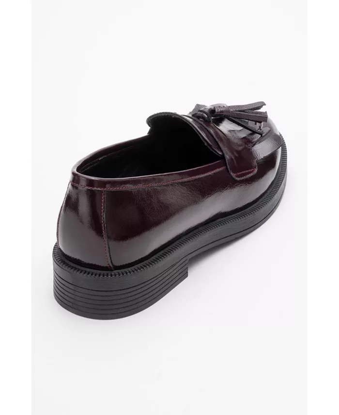 Милли Лоферы с кожаными кисточками Forever & Always Shoes, красный — фото 4