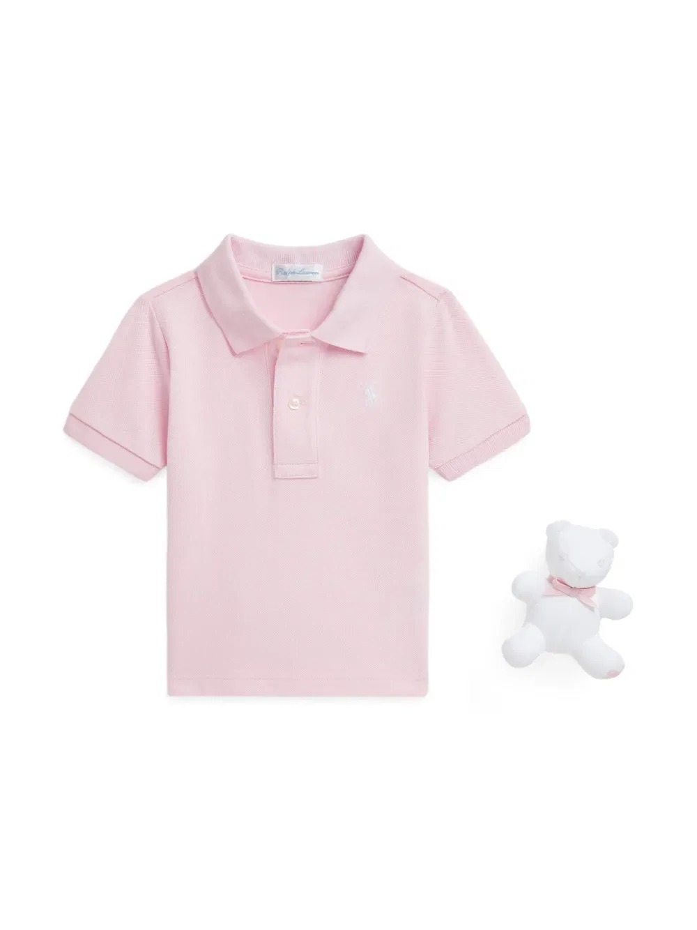 Рубашка-Поло из пике с вышитым логотипом Polo Ralph Lauren Kids, розовый — фото 2