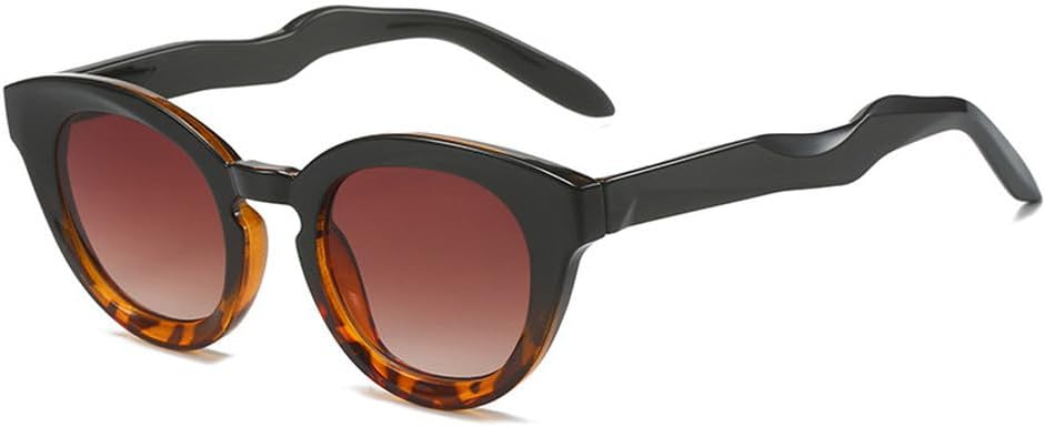 

Модные солнцезащитные очки с овальными прозрачными линзами и градиентом цвета "океан", женские, с защитой от УФ-излучения UV400, винтажные, синие и розовые, мужские солнцезащитные очки TKKTLLT, Black Leopard Tea