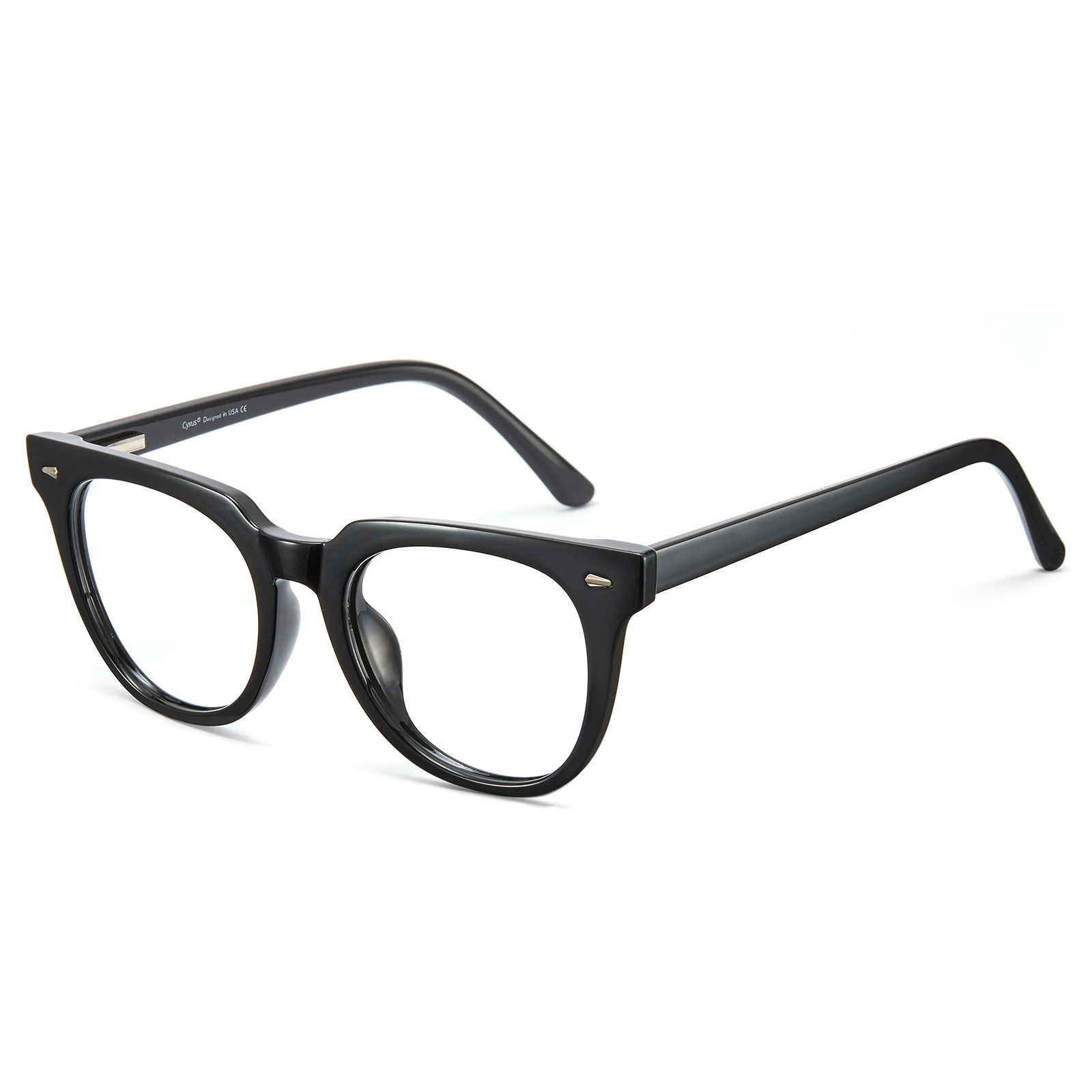 

CYXUS Пластиковая овальная оправа для очков унисекс, Bright Black T01