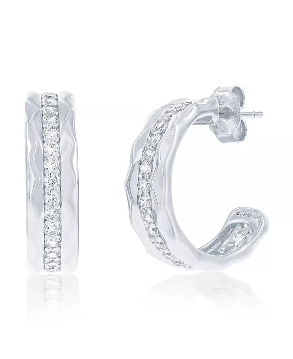 

Серьги-Полукольца из стерлингового серебра с фианитами Simona, silver