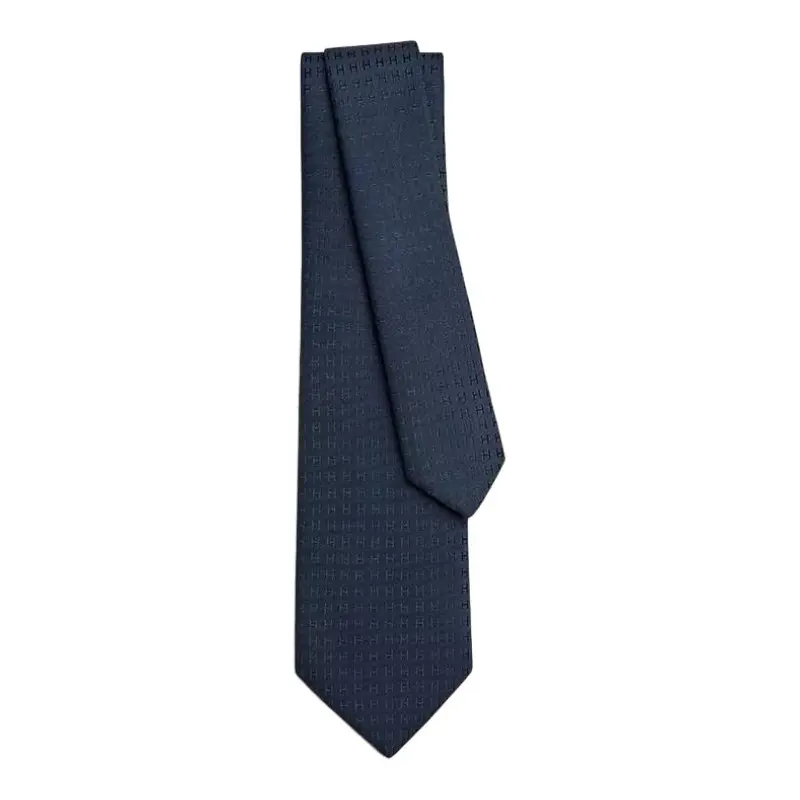 

HERMES Шелковый галстук мужской морской синий, Marine Blue