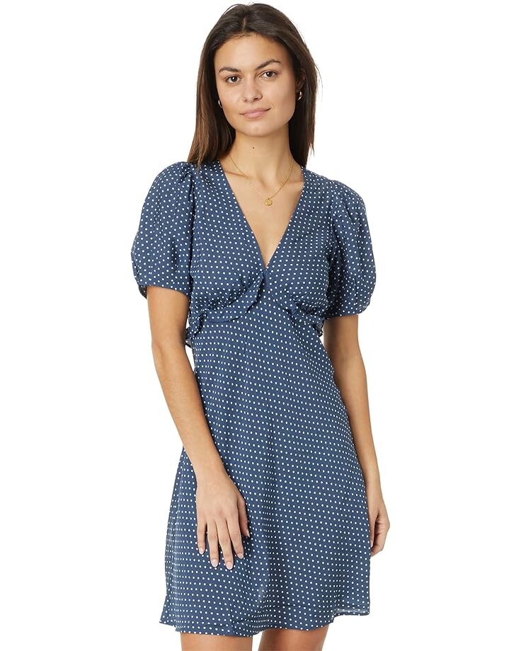 

Платье Madewell Puff-Sleeve Ruffle Mini in Polka Dot, цвет Curfew