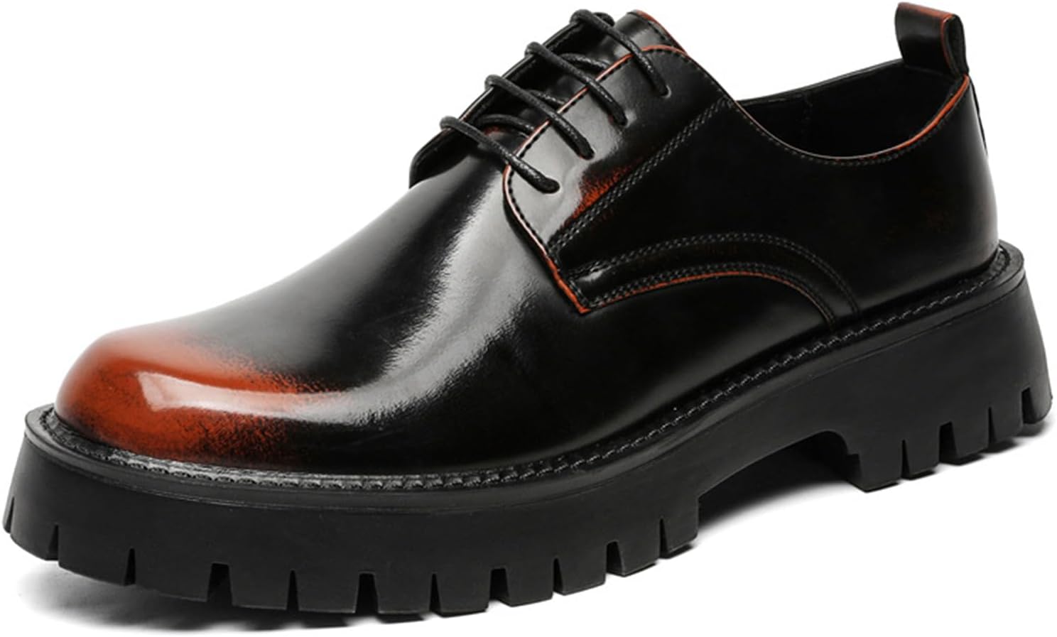 

Мужские кожаные дерби на платформе, с круглым носком, подошвой с протектором, шнуровкой, деловые и повседневные офисные оксфорды Mikazonne, черный