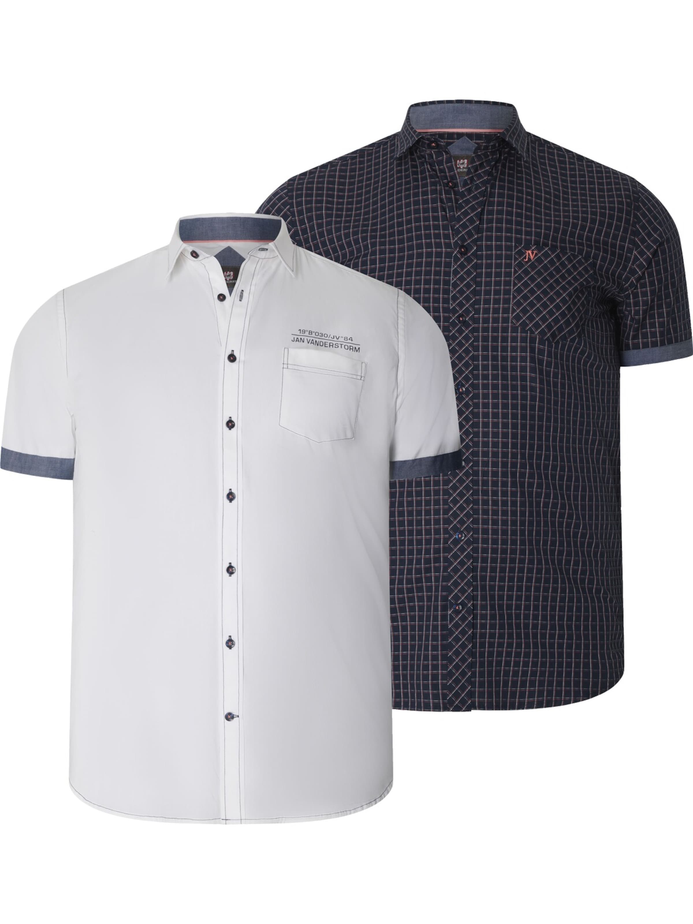 

Jan Vanderstorm Рубашка на пуговицах 'Henoch' комфортного кроя в темно-синем и белом цветах