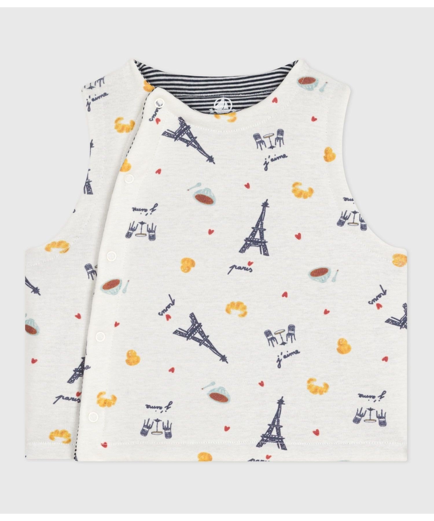 Двусторонний жилет Petit Bateau, Off-white/Light blue