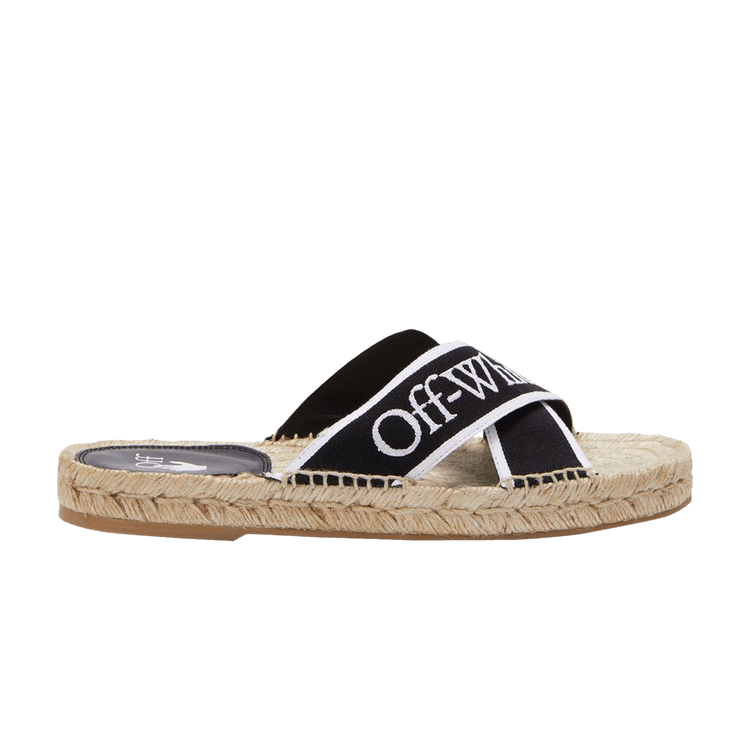 Сандалии Off-White Off-White Wmns Bookish Criss-Cross Espadrille Sliders 'Black White Beige', черный