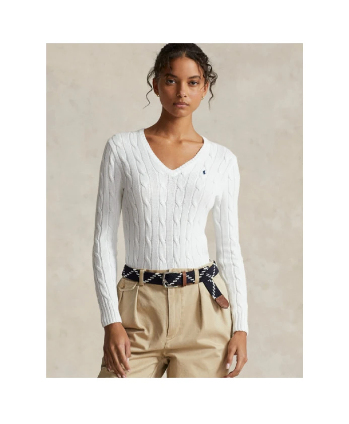Свитер Kimberly из пима-хлопка, связанный витым узором. Polo Ralph Lauren, белый — фото 2