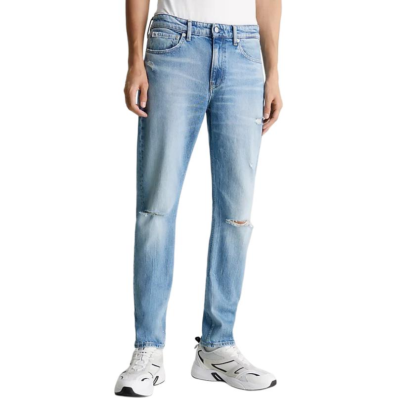 Джинсы Calvin Klein с потертостями и зауженным низом, ярко-синие — фото 4