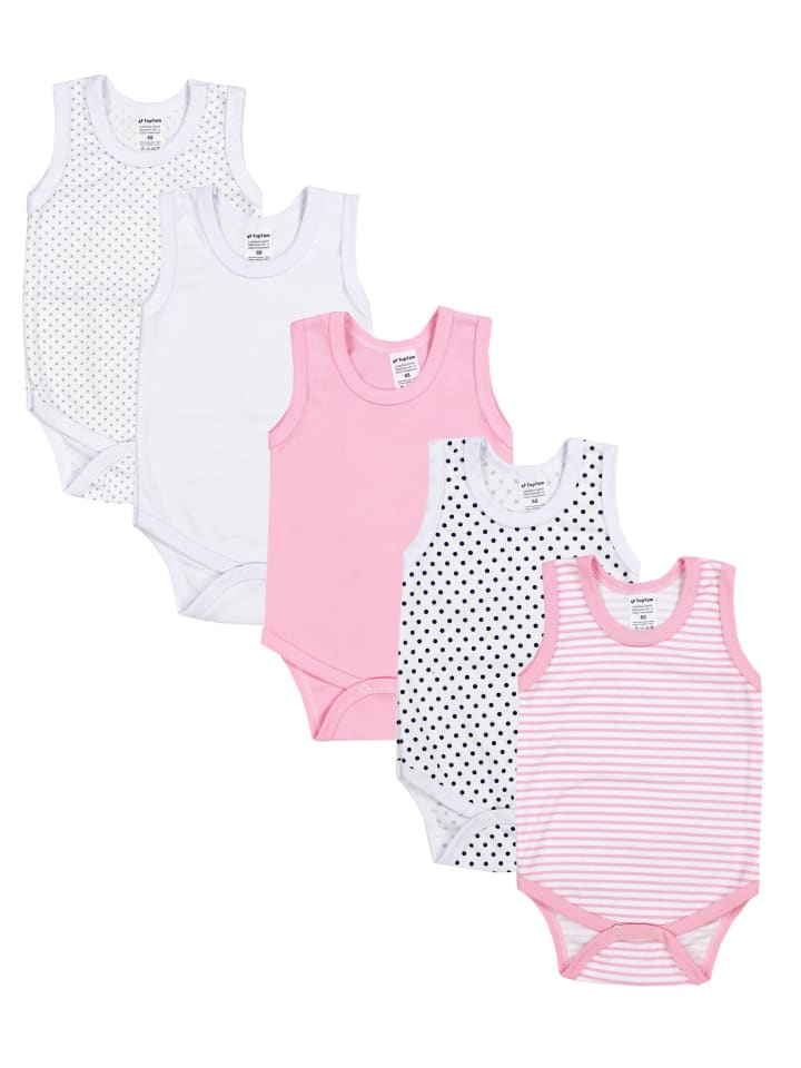 

TupTam Комплект из 5 боди для девочек, розово-белый