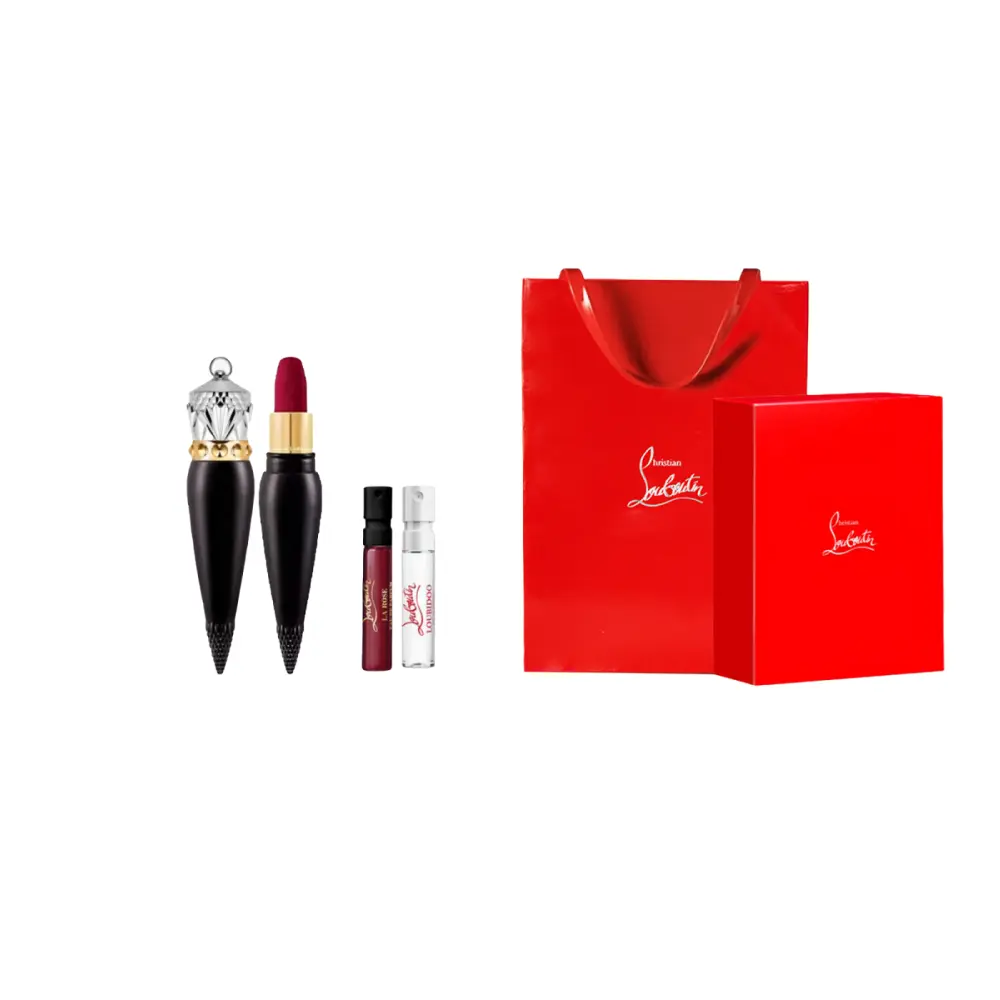 Christian Louboutin Набор для макияжа CL Black Tube Carrot Diced Lipstick: легко растушевывается, стойкая, 3,8 г + 2 мл (2 пробника парфюма) + коробка + фирменный пакет — фото 2