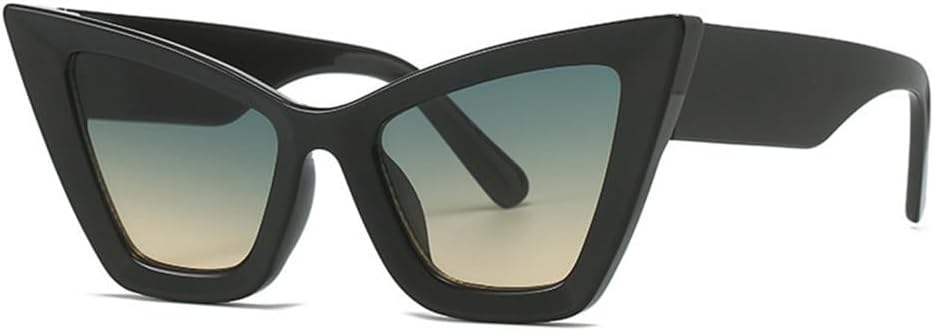 

LVTFCO Модные солнцезащитные очки большого размера для женщин и мужчин, модель «кошачий глаз», современные ретро-очки, трендовые оттенки, защита от ультрафиолета UV400, Black Green Yellow