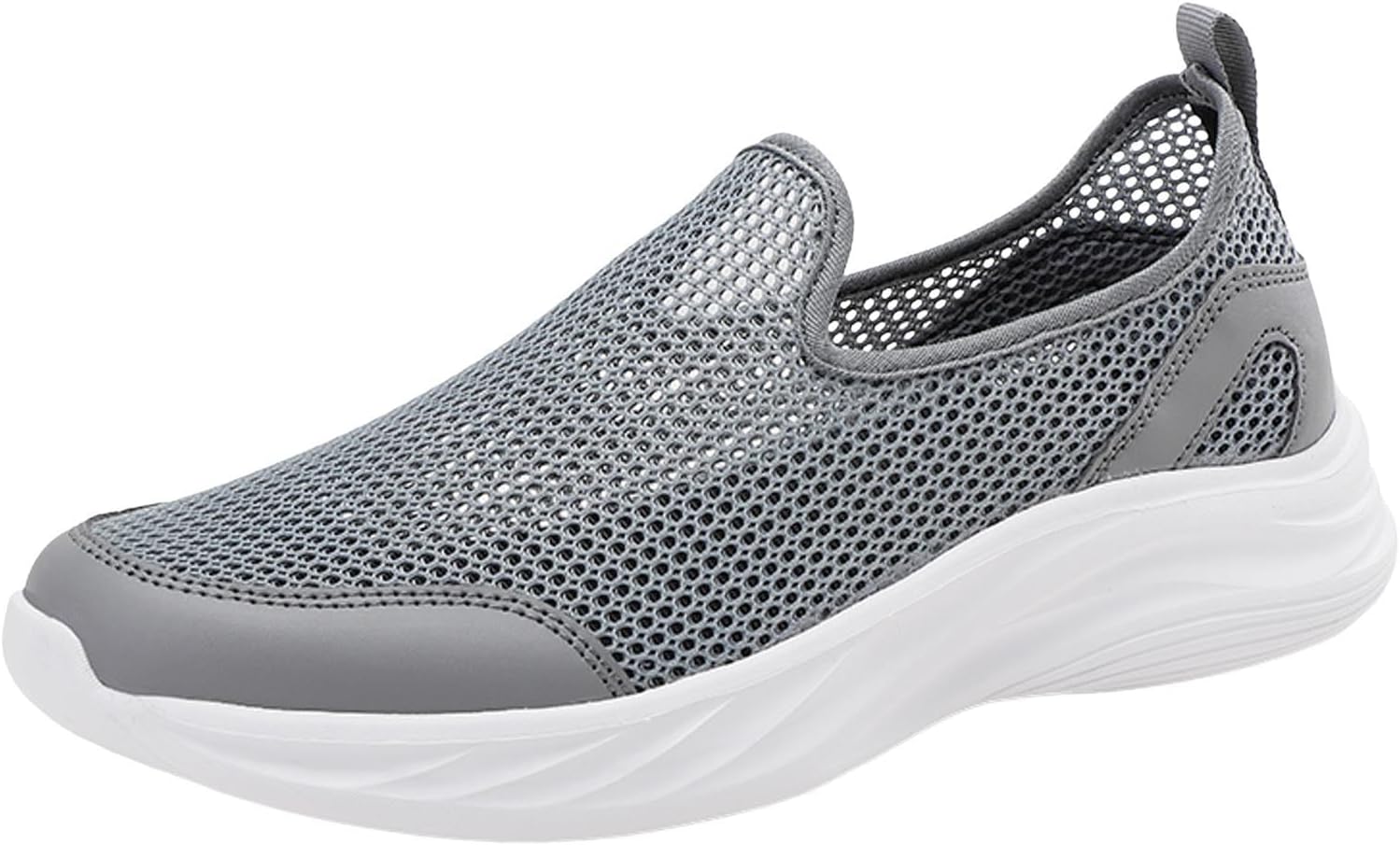 

Мужские слипоны IWIHMIV, повседневные спортивные кроссовки для мужчин, для ходьбы, дышащие, с сеткой, легкие, с мягкой подошвой, темно-серый