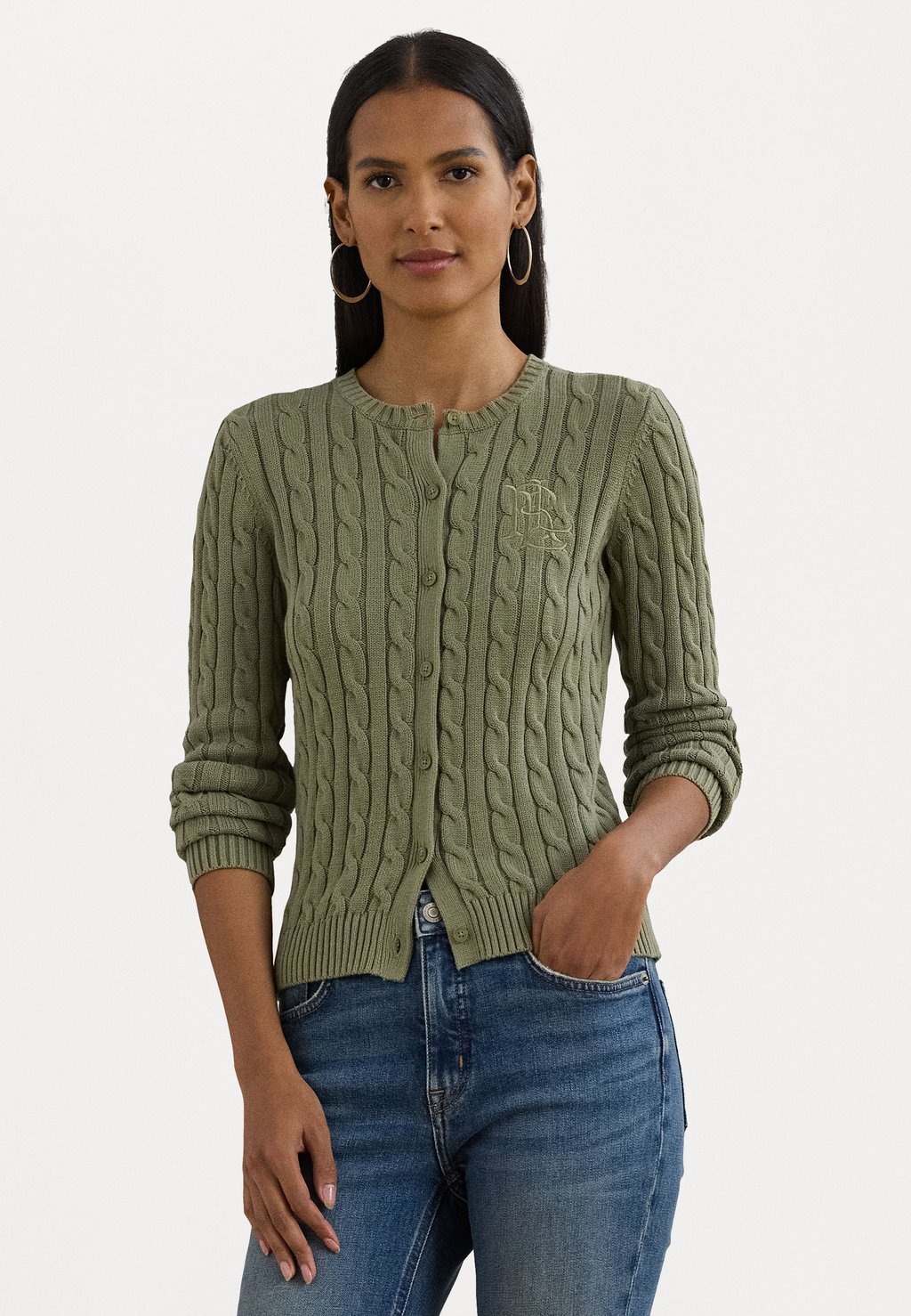 

Кардиган CABLE KNIT COTTON CARDIGAN Lauren Ralph Lauren Petite, светло-зеленый