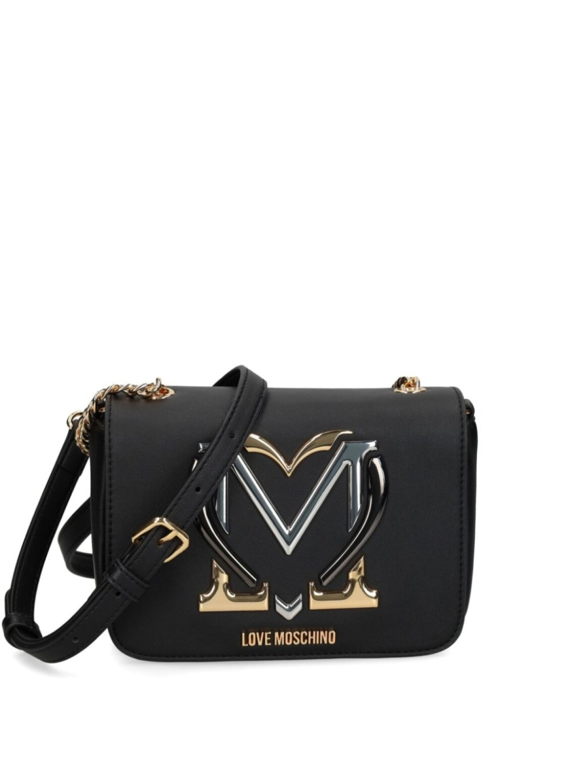 

Сумка через плечо Love Moschino с металлическим логотипом-монограммой, черный