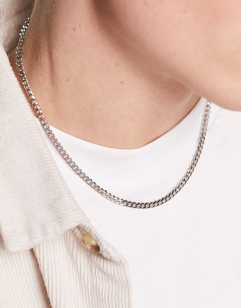 

Короткая тонкая серебристая цепочка на шею ASOS DESIGN толщиной 4 мм
