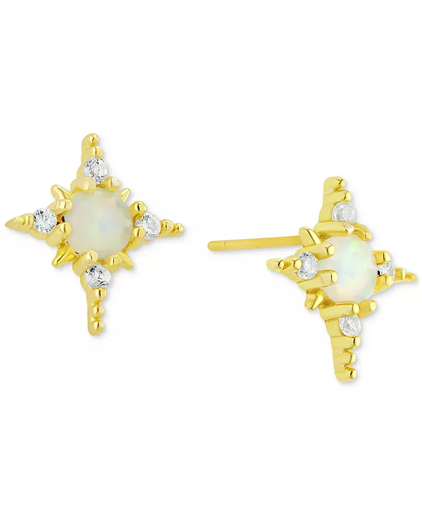 

Серьги-Гвоздики в форме звезд с имитацией опала и кубическим цирконием (1/2 карата) из стерлингового серебра с позолотой 18 карат Macy'S, gold