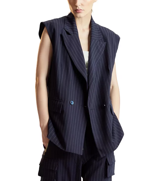 

Жилет оверсайз с двубортной застежкой Cynthia Rowley, синий