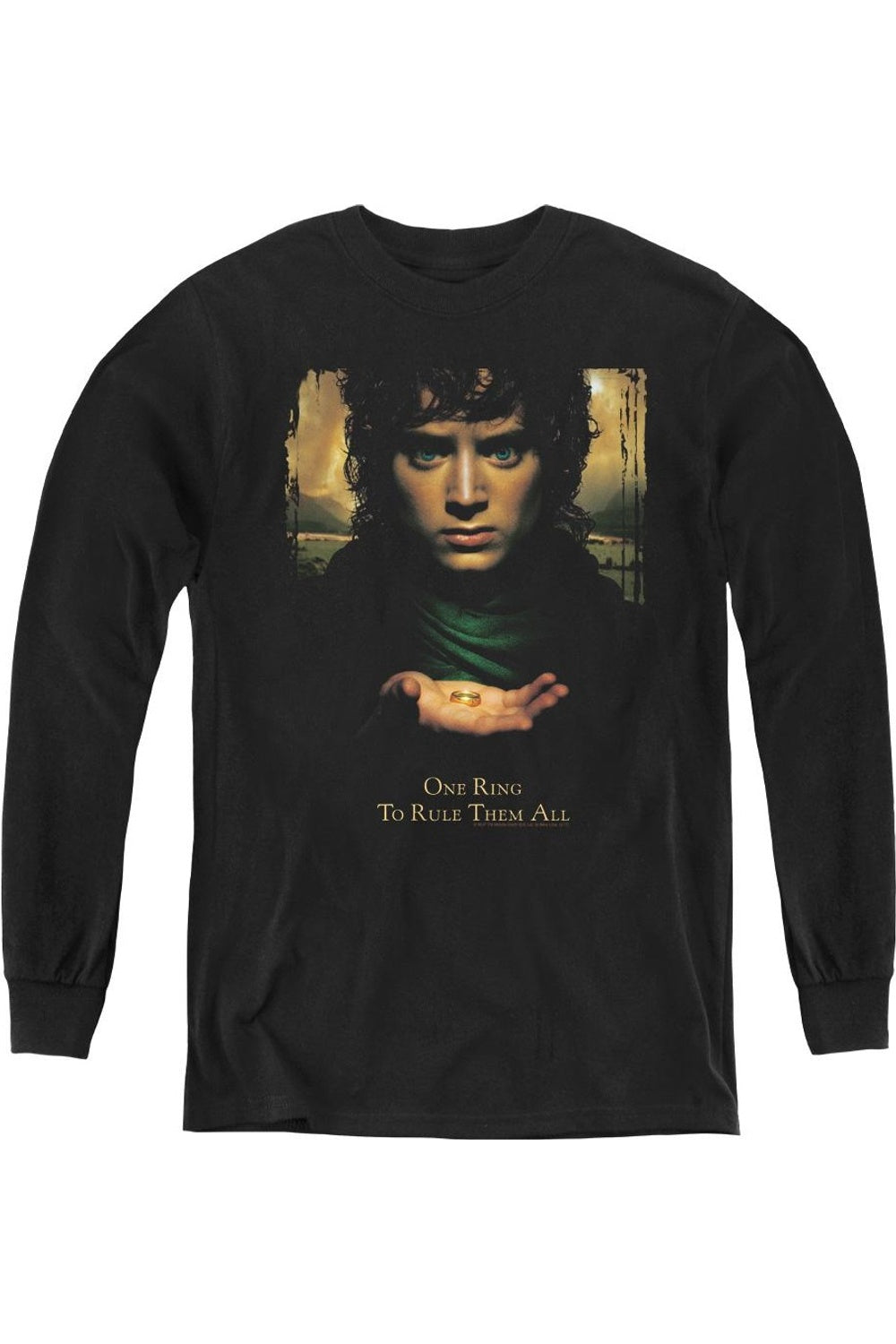 

Футболка с длинным рукавом для подростков "Кольцо Фродо" из "Властелина Колец" Gildan, черный