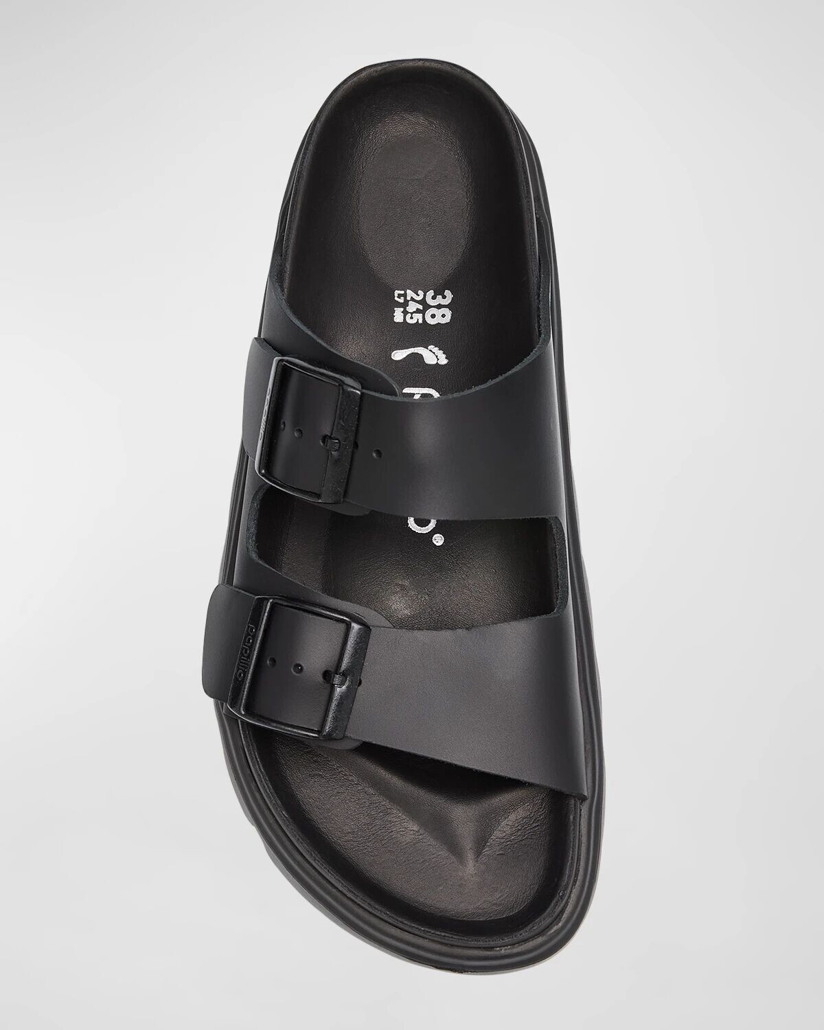 Изысканные кожаные сандалии на платформе Arizona с двумя пряжками BIRKENSTOCK, цвет Black — фото 4