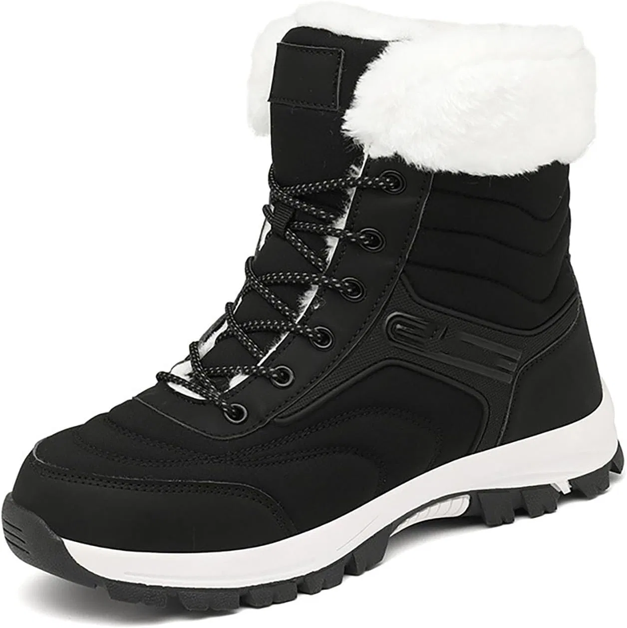 Ботинки Winterstiefel, wärmeisolierend, warm gefüttert, mittelhoch geschnitten, Outdoor-Wanderschuhe für kaltes Wetter Generic, Schwarz