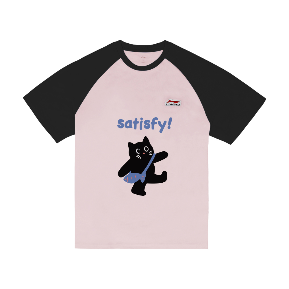 

LINING Футболка Unisex розовая черная, Черный, LINING Футболка Unisex розовая черная