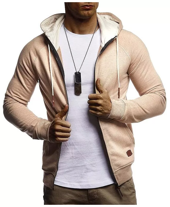 

Мужская худи на молнии Slim Fit с длинными рукавами, толстовка-джемпер LN-8124 M - размер черный Leif Nelson, коричневый