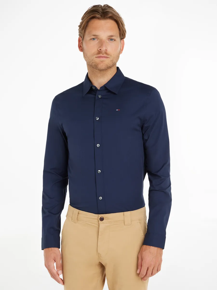 Рубашка с длинными рукавами Tommy Jeans "Sabim Stretch Shirt Shirt", рубашка стрейч, премиум-класса, приталенного кроя, с эластаном, цвет Black Iris — фото 4