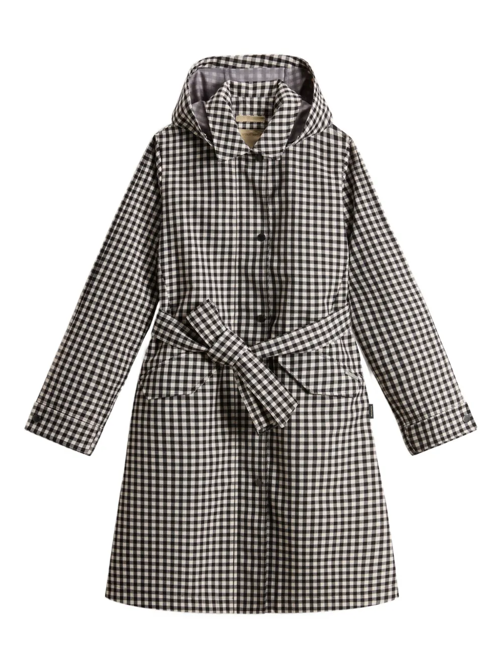 

Непромокаемый тренч в клетку гингем WOOLRICH, черный