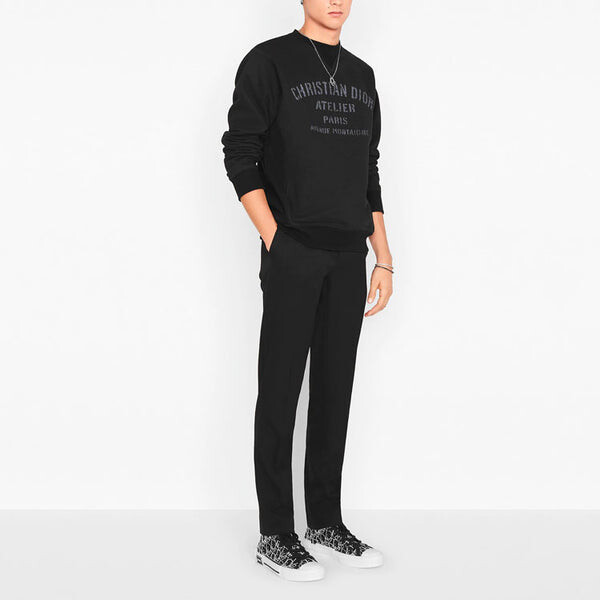 Футболка men's alphabet logo printing round neck long sleeves black Dior, черный — фото 2