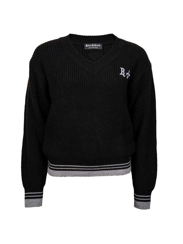 

Вязаный свитер в университетском стиле Roberto Geissini