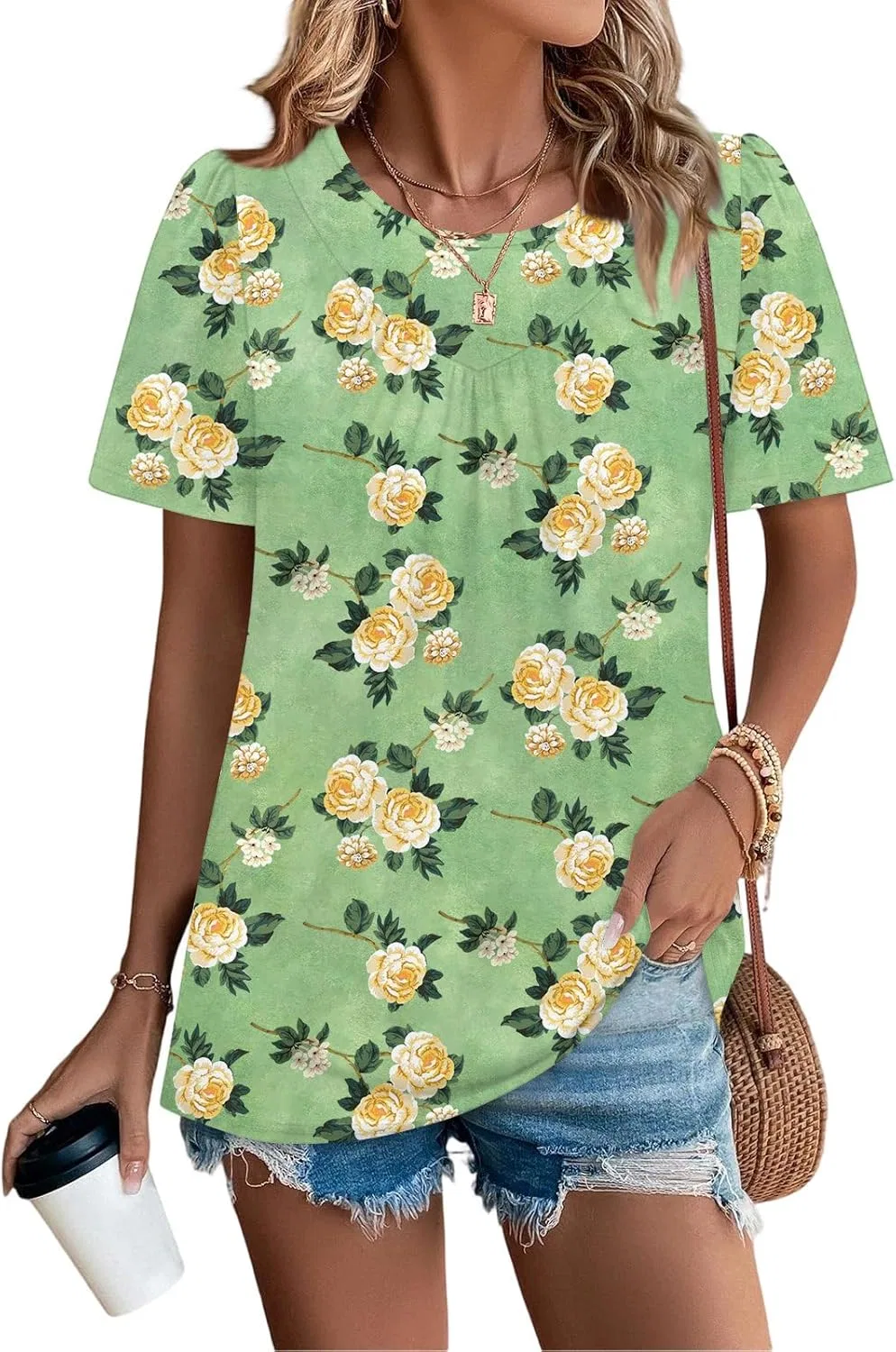 Футболка с принтом, женская, Casual, 2-green