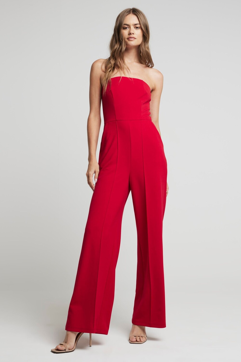 

Комбинезон бандо с широкими штанинами River Island, красный