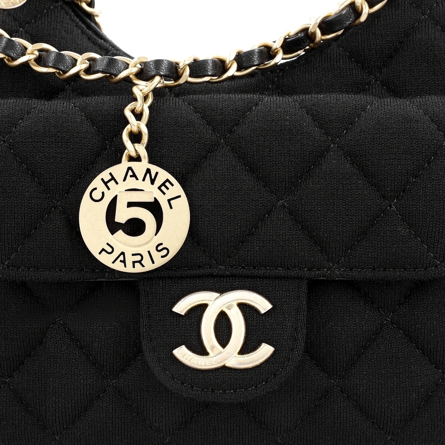 23C Весенняя HOBO Трикотаж из шерсти Сумка через плечо, Кроссбоди Трубы Женская Черная CHANEL — фото 3