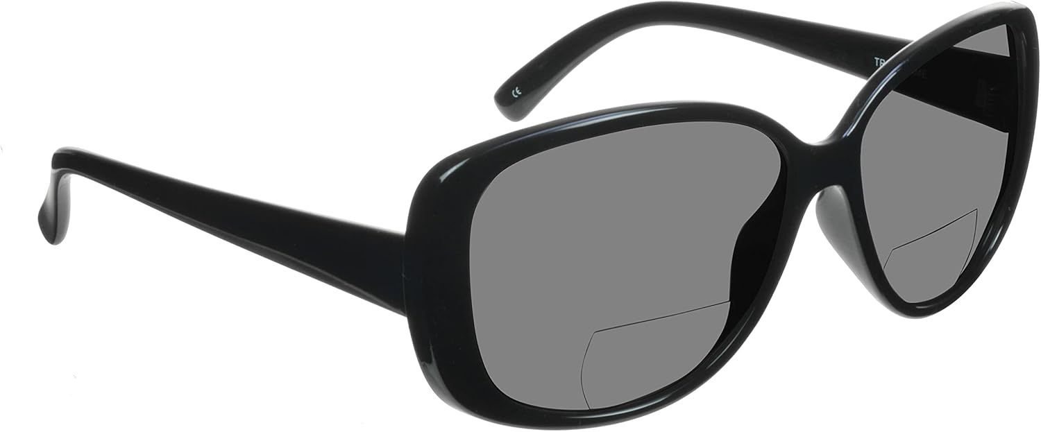 

Женские поляризованные бифокальные солнцезащитные очки proSPORT для чтения, серо-коричневые линзы, увеличенный размер, модель Jackie-O, черная коричневая оправа, Gray Lens