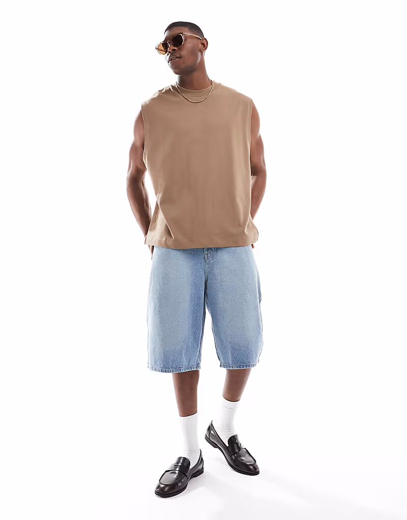 

Тяжелая майка оверсайз ASOS DESIGN коричневого цвета