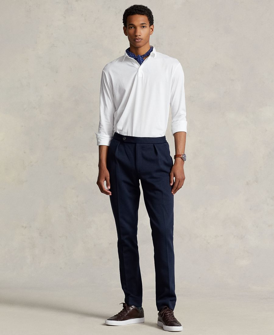 Мужские плиссированные брюки из двойной вязки Polo Ralph Lauren, Aviator Navy — фото 4